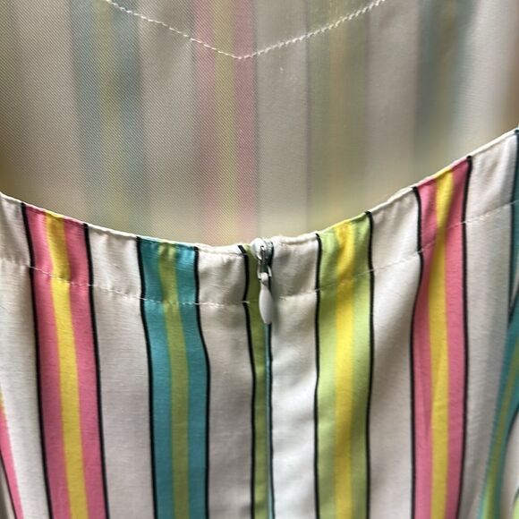 Authentic Versace Candy Stripe Dress Pastel Multicolor Fit & Flare Sz 24 IT 38 - Picture 4 of 8